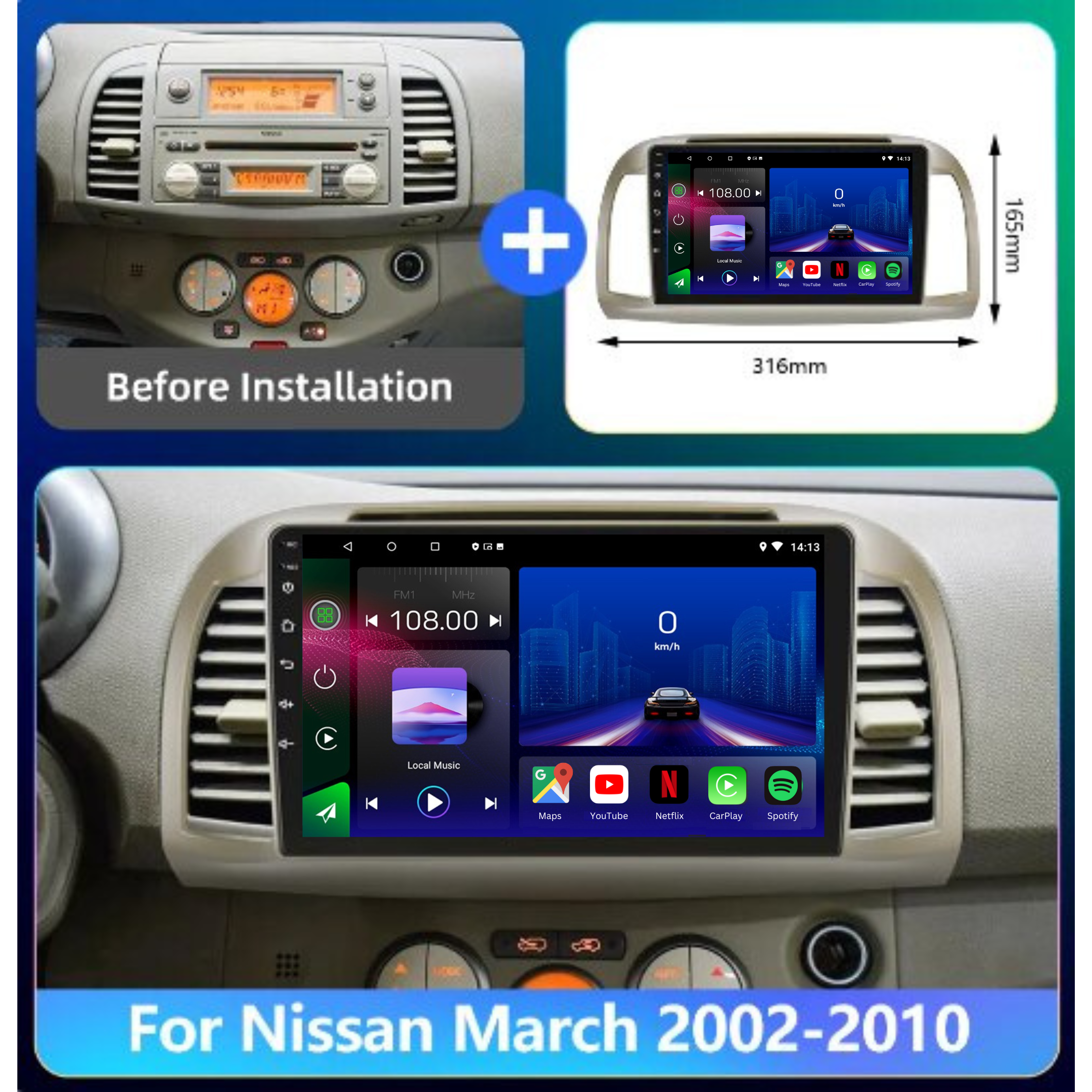Nissan Micra | 2002-2010 | Android 15 Autoradio | Apple CarPlay | Android Auto - Avelor.at
