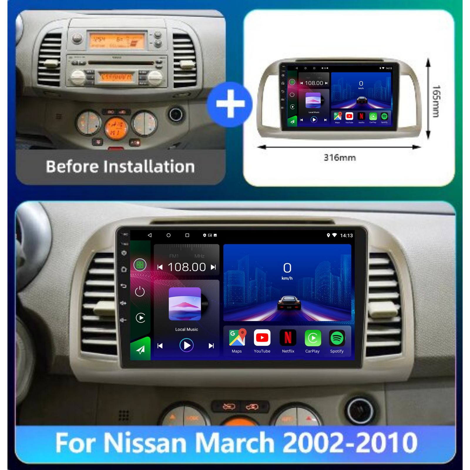 Nissan Micra | 2002-2010 | Android 15 Autoradio | Apple CarPlay | Android Auto - Avelor.at