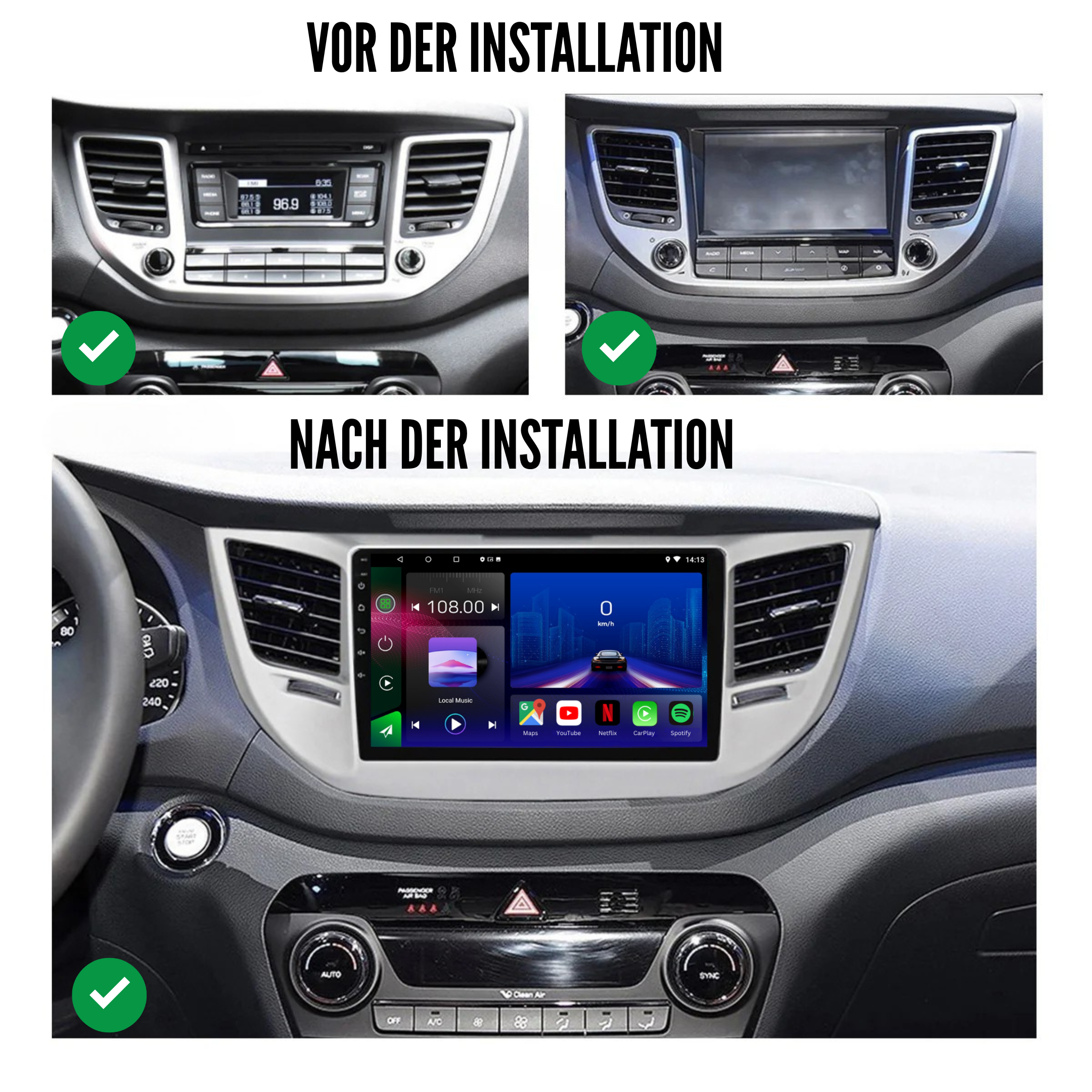 Hyundai Tucson iX35 | 2015-2018 | Android 15 Autoradio | Apple CarPlay | Android Auto - Avelor.at