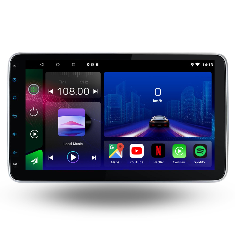 Universal | Écran de 10 pouces | Din simple 360 | Android 15 Autoradio | Apple CarPlay | Android Auto - Avelor