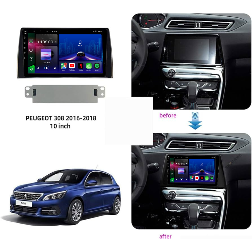 Peugeot 308 | 2016-2018 | Android 15 Autoradio | Apple CarPlay | Android Auto - Avelor