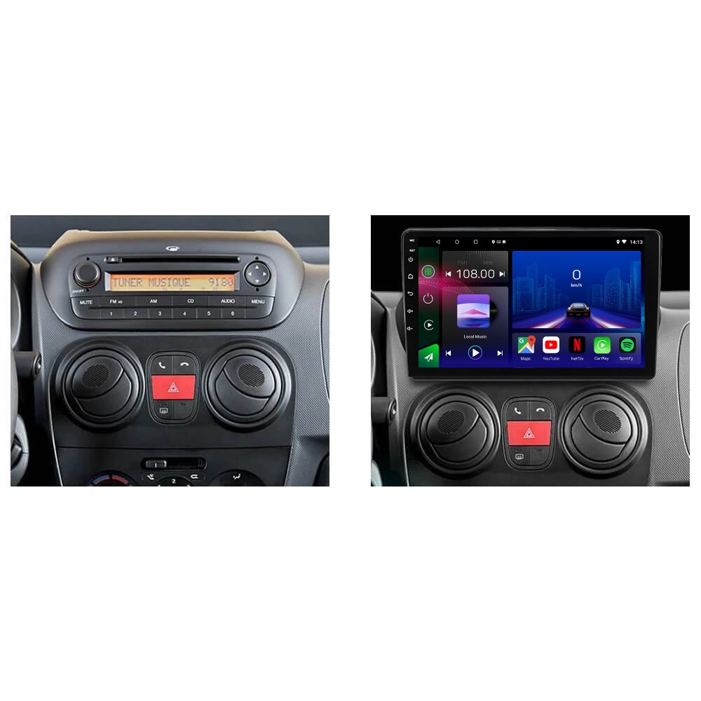 Citroen Nemo | Peugeot Bipper | Fiat Fiorino Qubo 2008-2018 | Android 15 Autoradio | Apple CarPlay | Android Auto - Avelor