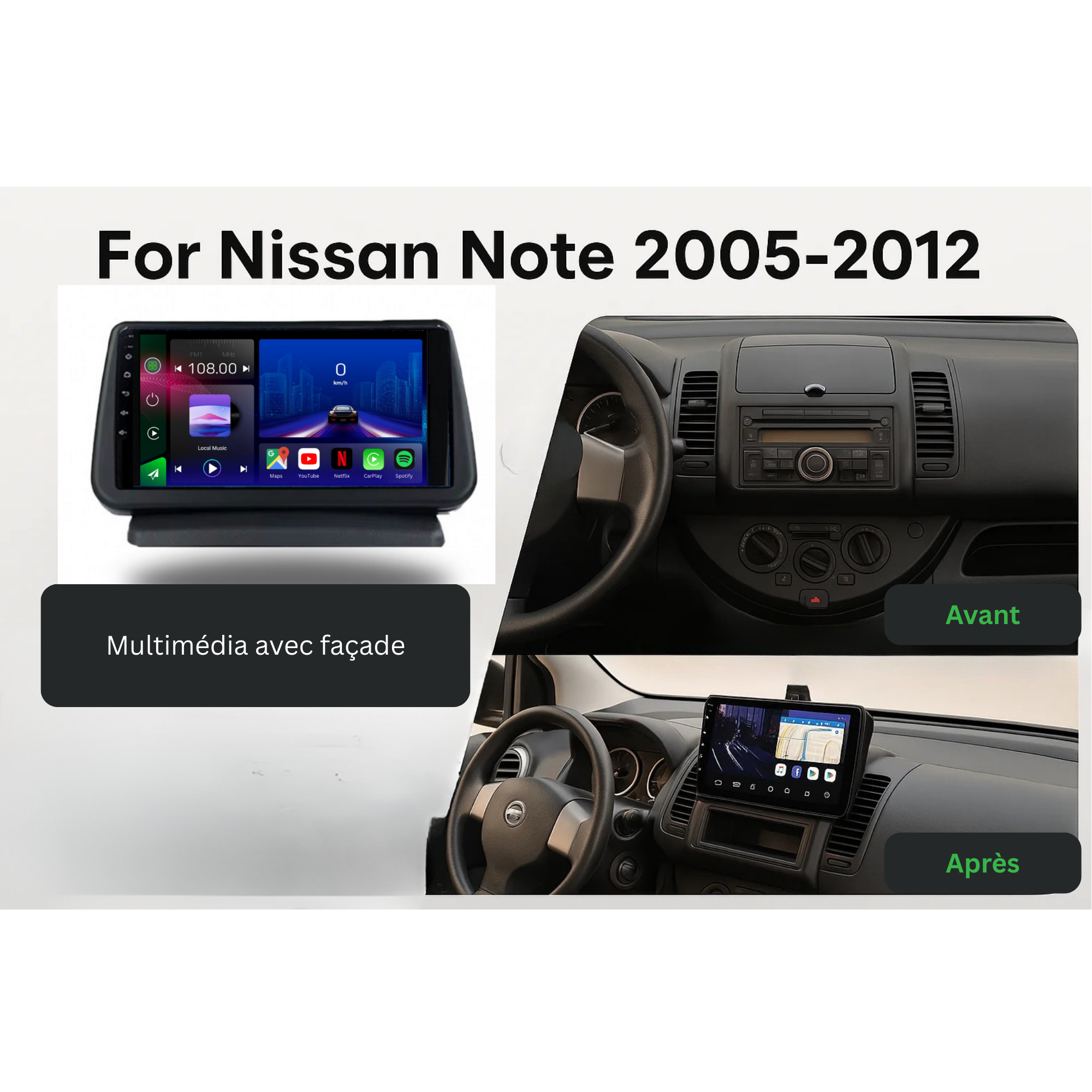 Nissan Note | 2005-2012 | Android 15 Autoradio | Apple CarPlay | Android Auto - Avelor
