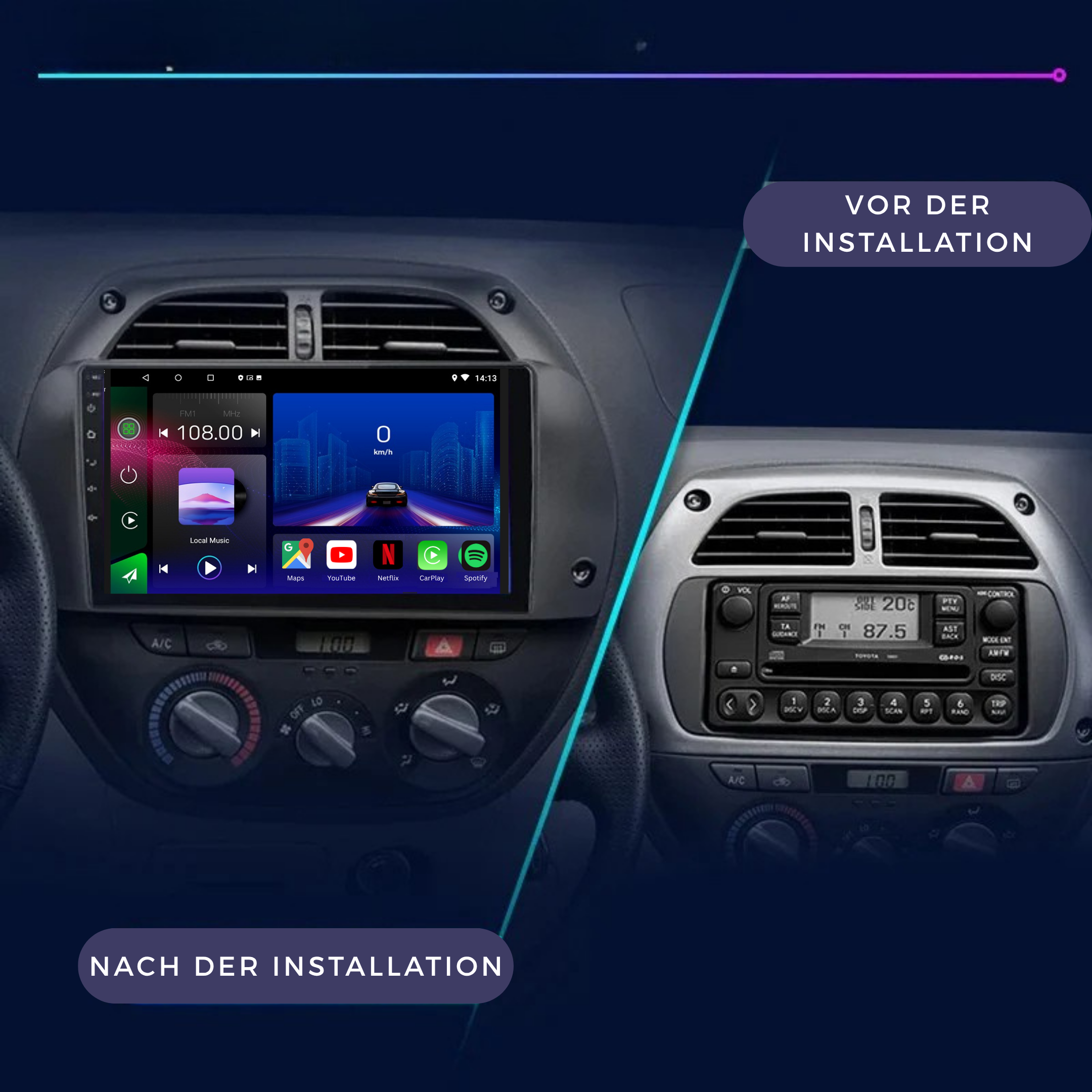 Toyota RAV4 | 2001-2006 | Android 15 Autoradio | Apple CarPlay | Android Auto - Avelor.at